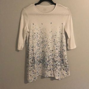 PJ dipped hem print tee